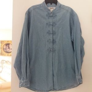 Brooks Brothers Blue Denim Cotton Ladies Blouse